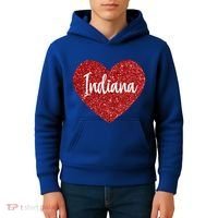 I Love Indiana Usa Red Heart Gift Kids Hoodie thumb 4