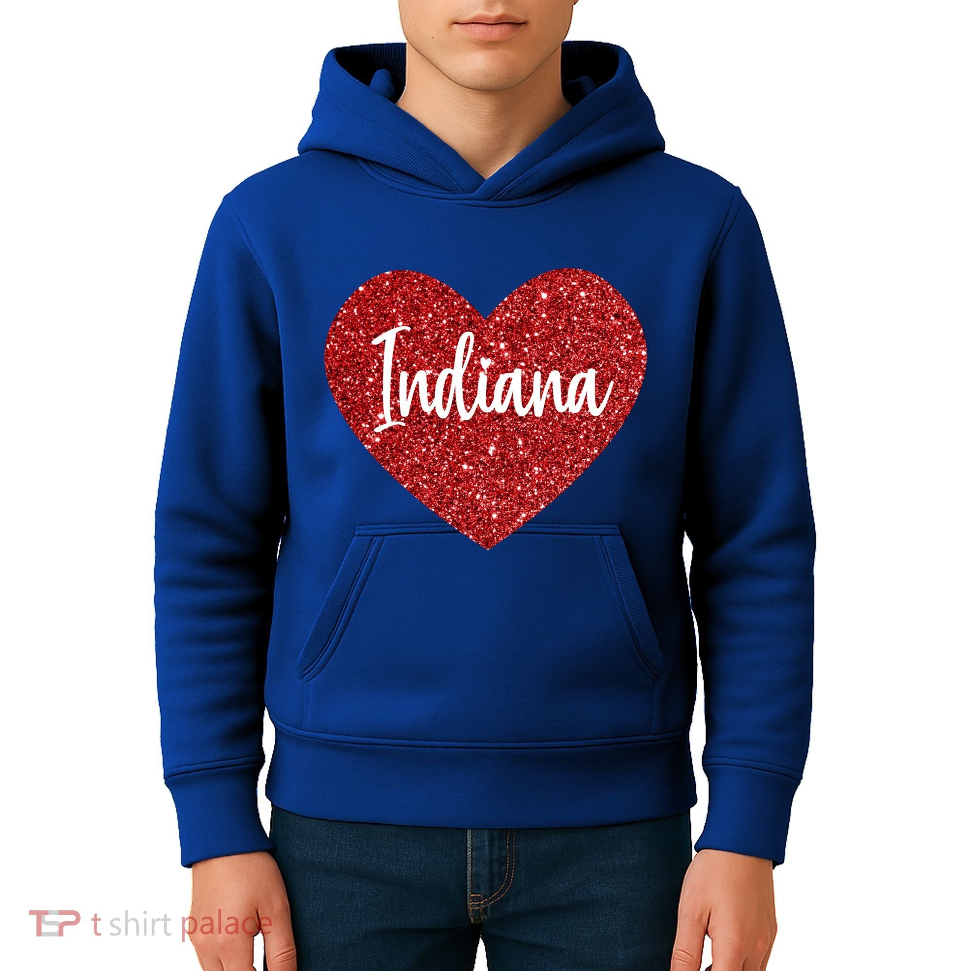 I Love Indiana Usa Red Heart Gift Kids Hoodie