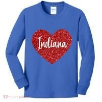I Love Indiana Usa Red Heart Gift Kids Long Sleeve Shirt thumb 0