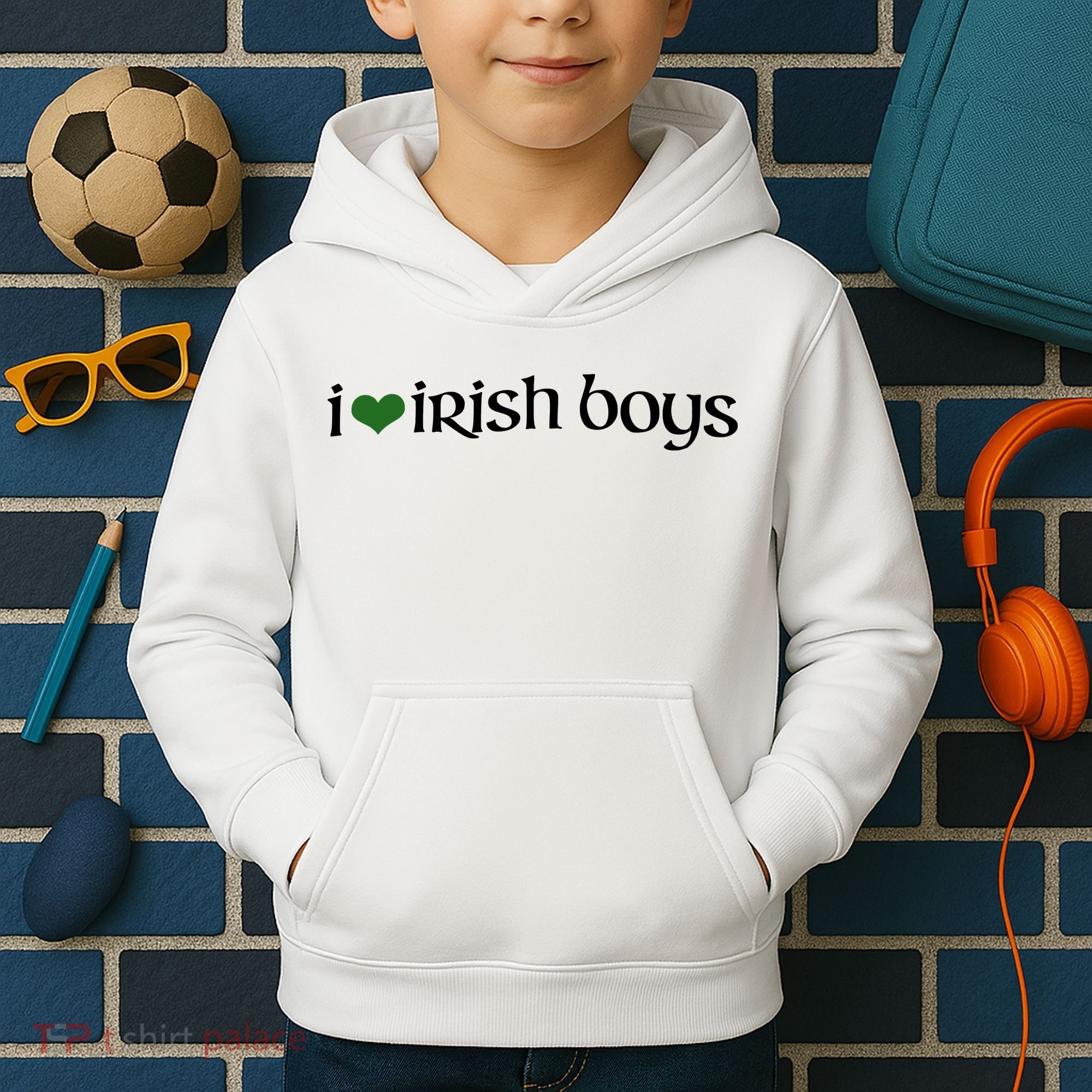 I Love Irish Boy Kids Hoodie