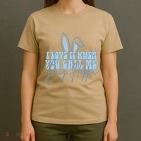 I Love It When You Call Me Big Hoppa Bunny Ear Easter Day T-Shirt thumb 4
