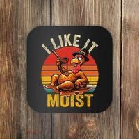 I Like It Moist Thanksgiving Costume Turkey Day Gift Leg Day Coaster thumb 0