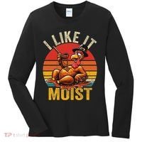 I Like It Moist Thanksgiving Costume Turkey Day Gift Leg Day Women's Long Sleeve Shirt thumb 0