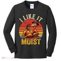 I Like It Moist Thanksgiving Costume Turkey Day Gift Leg Day Kids Long Sleeve Shirt thumb 0