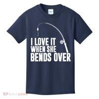 I Love It When She Bends Over Funny Fishing Kids T-Shirt thumb 0