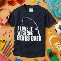 I Love It When She Bends Over Funny Fishing Kids T-Shirt thumb 3