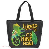 I Licked It, It's Mine Now Colourful Chameleon Tote Bag thumb 0
