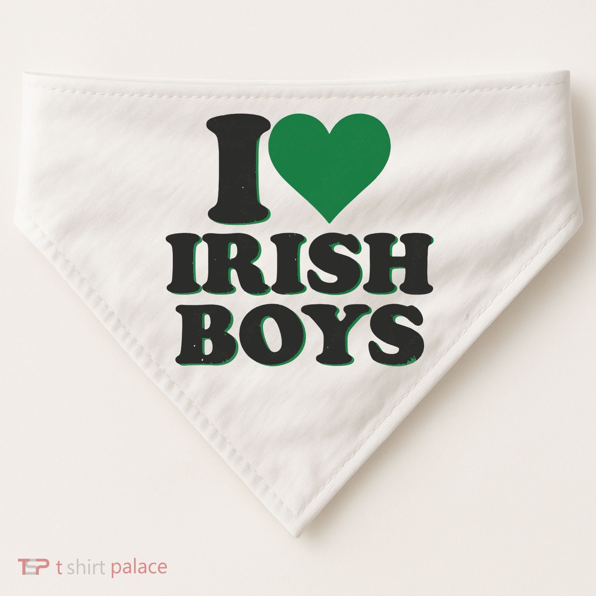 I Love Irish Boy I Heart Irish Funny St Patricks Day USA-Made Doggie Bandana