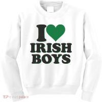 I Love Irish Boy I Heart Irish Funny St Patricks Day Kids Sweatshirt thumb 0