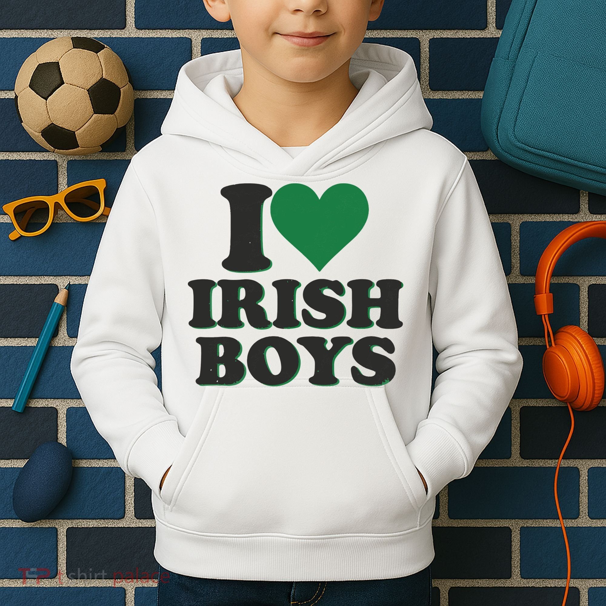 I Love Irish Boy I Heart Irish Funny St Patricks Day Kids Hoodie