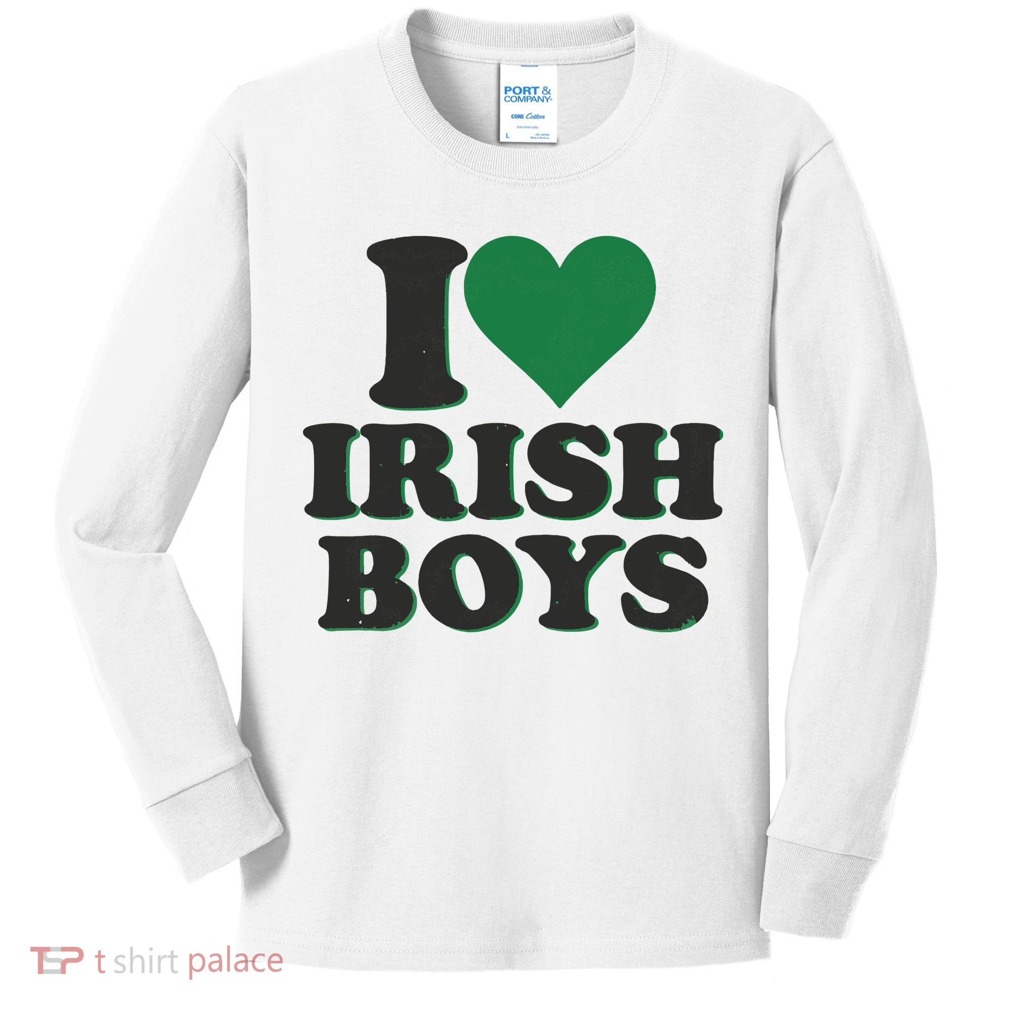 I Love Irish Boy I Heart Irish Funny St Patricks Day Kids Long Sleeve Shirt