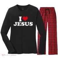 I Love Jesus I Heart Jesus Women's Long Sleeve Flannel Pajama Set  thumb 0