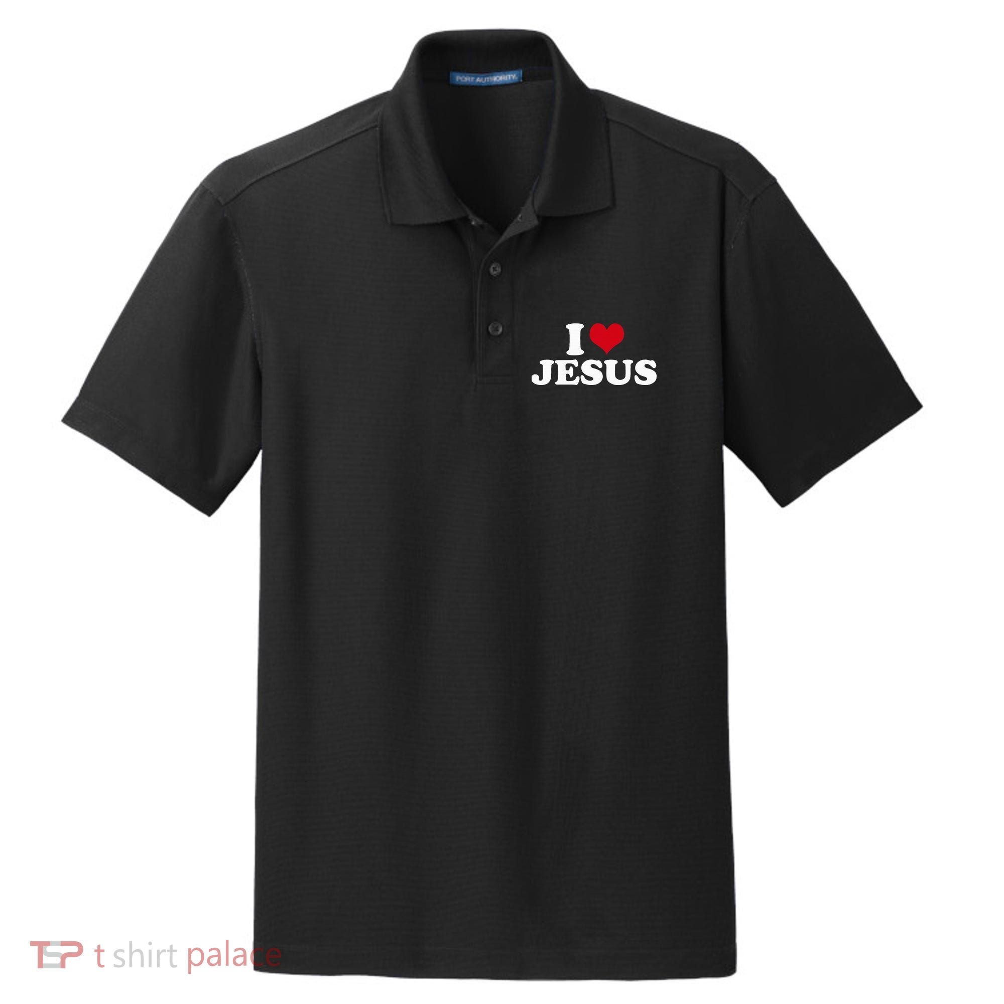 I Love Jesus I Heart Jesus Dry Zone Grid Polo