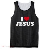 I Love Jesus I Heart Jesus Mesh Reversible Basketball Jersey Tank thumb 0