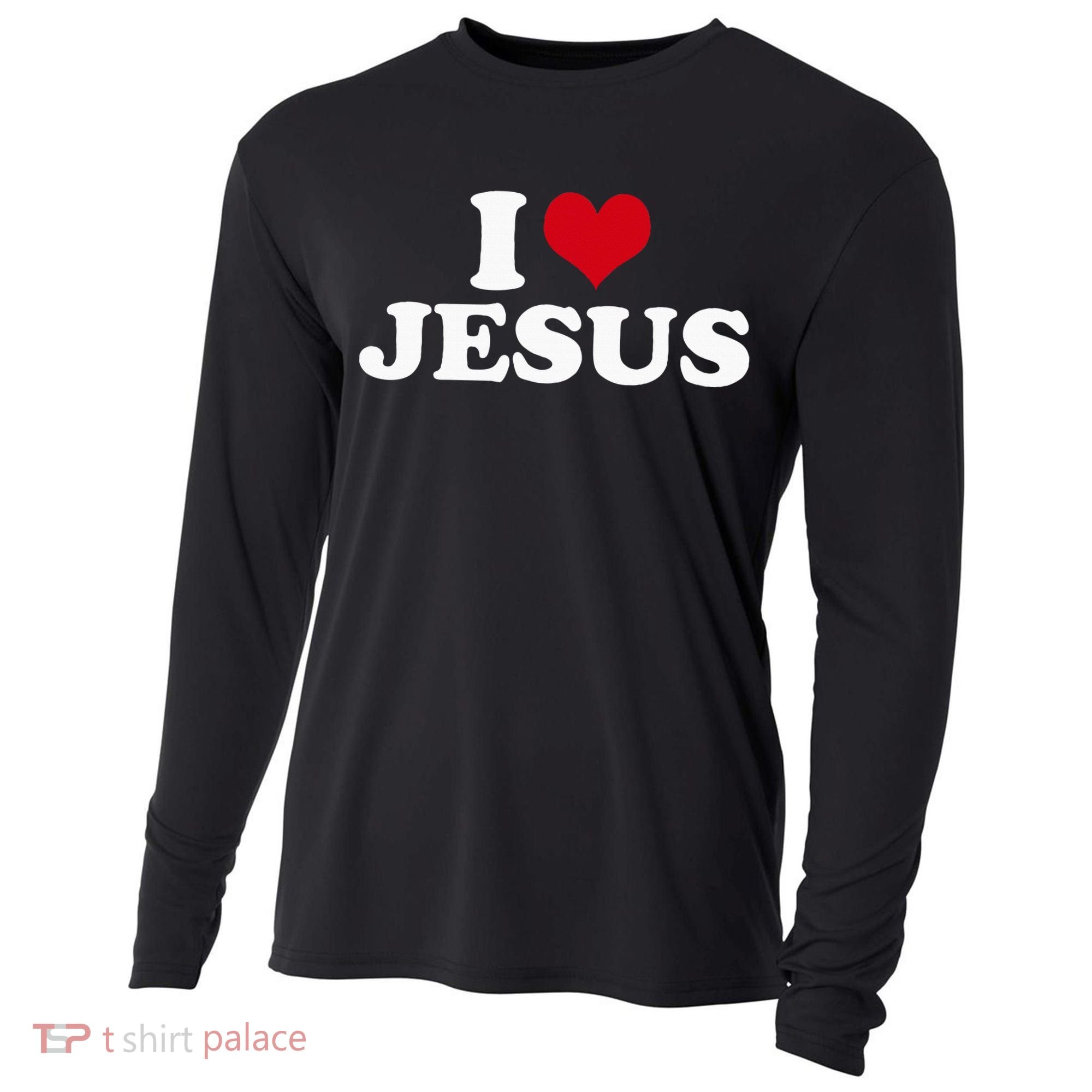 I Love Jesus I Heart Jesus Cooling Performance Long Sleeve Crew