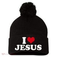 I Love Jesus I Heart Jesus Pom Pom 12in Knit Beanie thumb 0