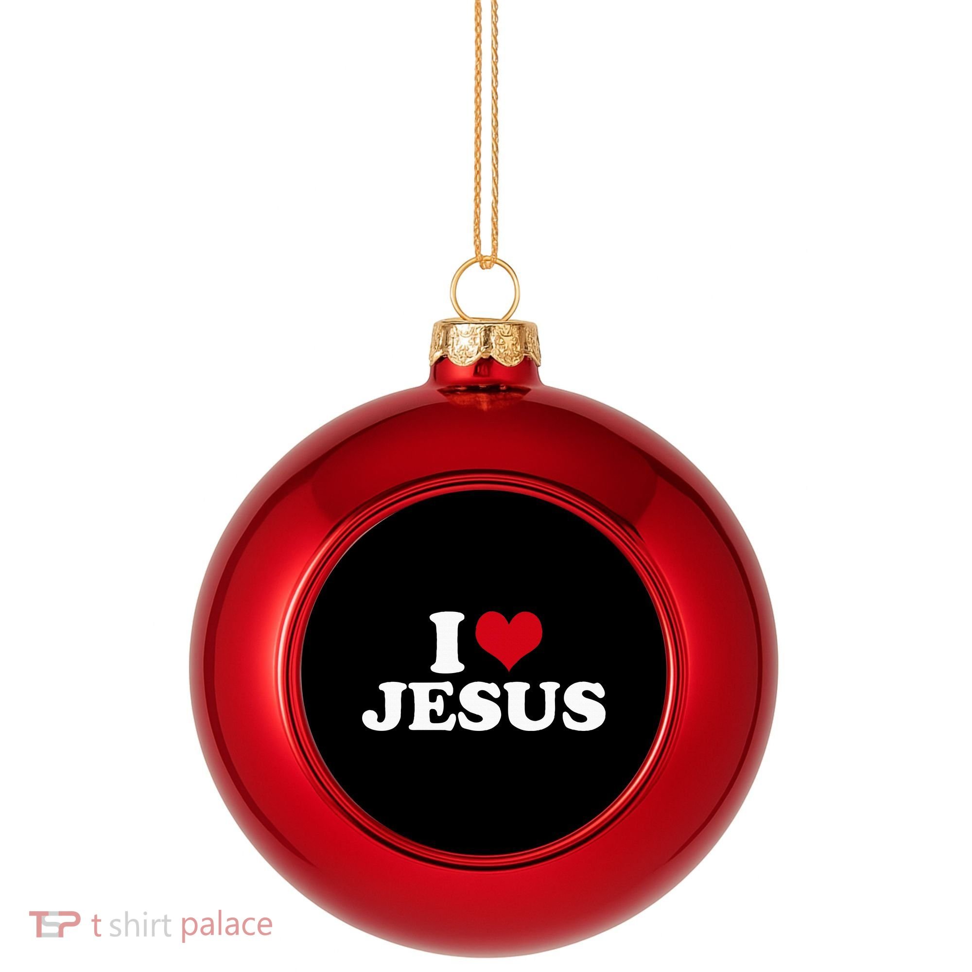 I Love Jesus I Heart Jesus Plastic Christmas Ball Ornament