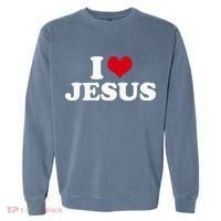 I Love Jesus I Heart Jesus Garment-Dyed Sweatshirt thumb 0
