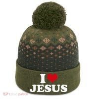 I Love Jesus I Heart Jesus The Baniff Cuffed Pom Beanie thumb 0