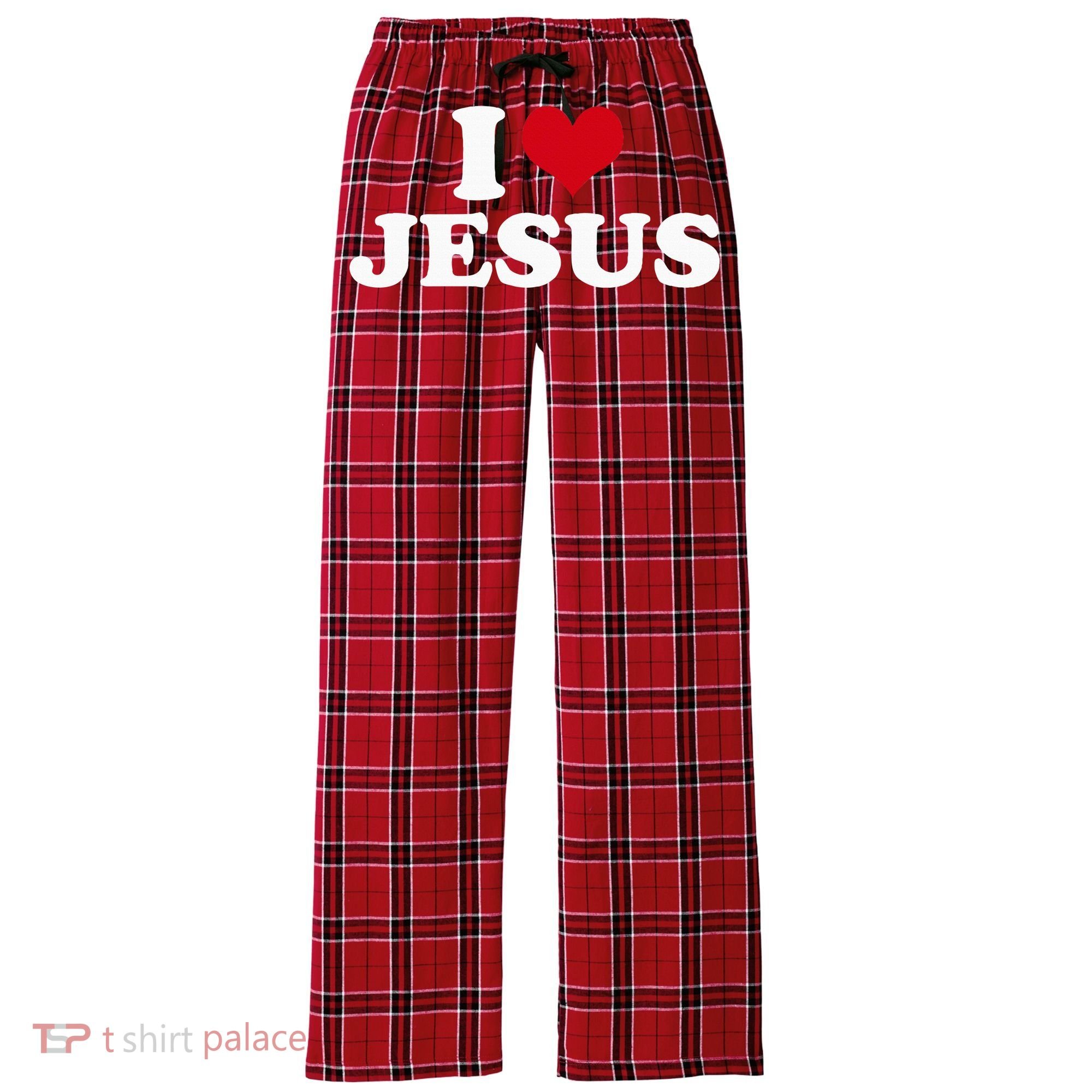 I Love Jesus I Heart Jesus Women's Flannel Plaid Pajama Pants