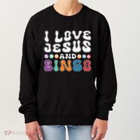 I Love Jesus And Bingo Christian Cross Board Games Women's Sweatshirt thumb 0