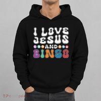 I Love Jesus And Bingo Christian Cross Board Games Hoodie thumb 0