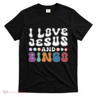 I Love Jesus And Bingo Christian Cross Board Games T-Shirt thumb 0