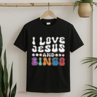 I Love Jesus And Bingo Christian Cross Board Games T-Shirt thumb 2