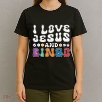 I Love Jesus And Bingo Christian Cross Board Games T-Shirt thumb 4