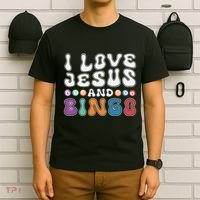 I Love Jesus And Bingo Christian Cross Board Games T-Shirt thumb 6