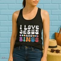I Love Jesus And Bingo Christian Cross Board Games Women's Tank Top thumb 2