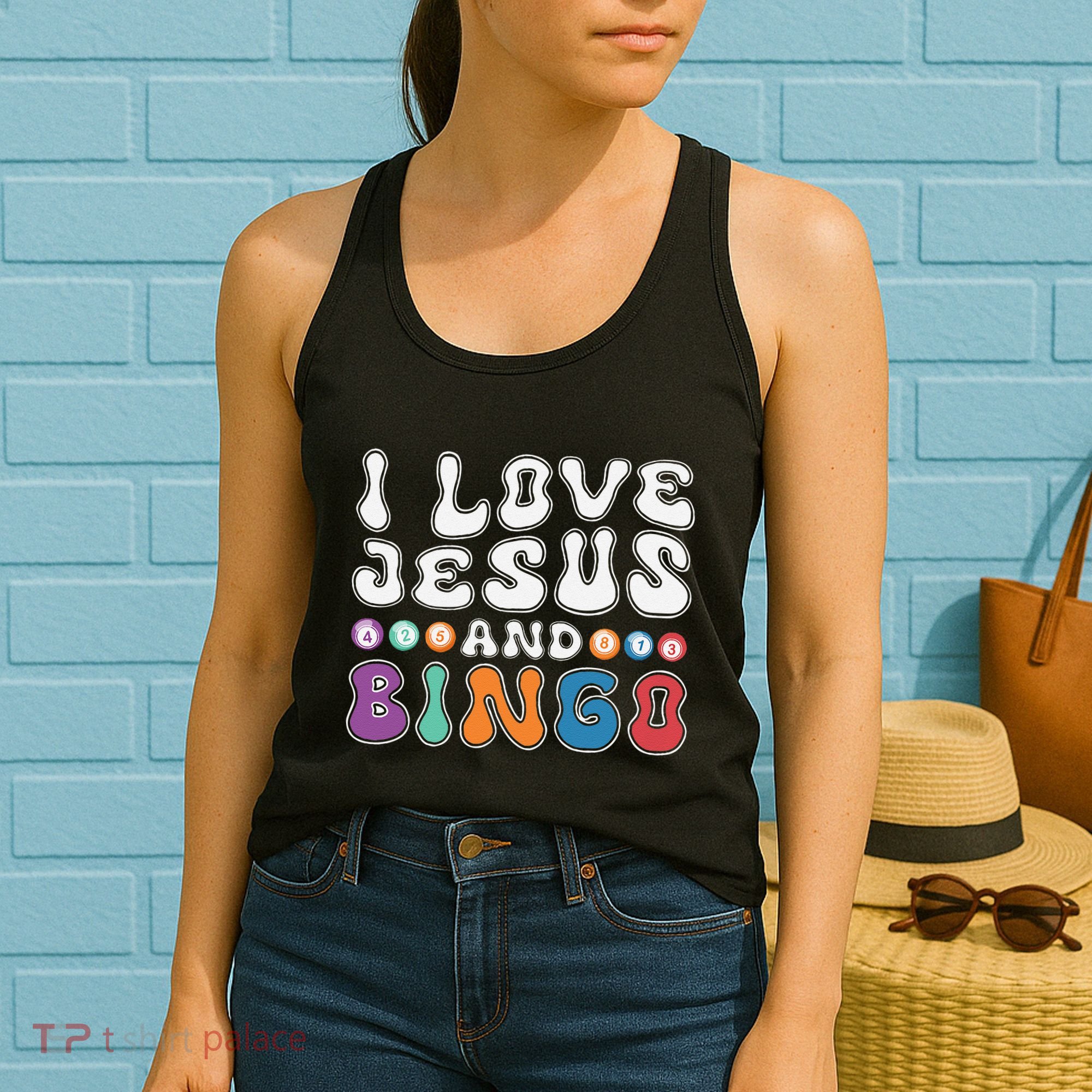 I Love Jesus And Bingo Christian Cross Board Games Women's Tank Top