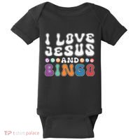 I Love Jesus And Bingo Christian Cross Board Games Baby Bodysuit thumb 0