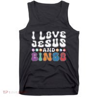 I Love Jesus And Bingo Christian Cross Board Games Tank Top thumb 0