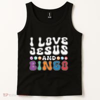 I Love Jesus And Bingo Christian Cross Board Games Tank Top thumb 2