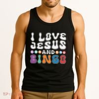 I Love Jesus And Bingo Christian Cross Board Games Tank Top thumb 3