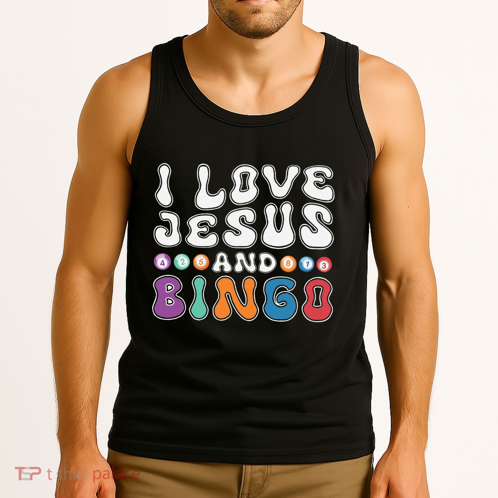 I Love Jesus And Bingo Christian Cross Board Games Tank Top
