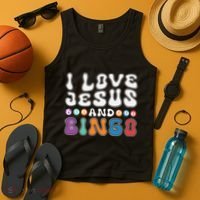 I Love Jesus And Bingo Christian Cross Board Games Tank Top thumb 4