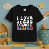 I Love Jesus And Bingo Christian Cross Board Games Toddler T-Shirt thumb 3