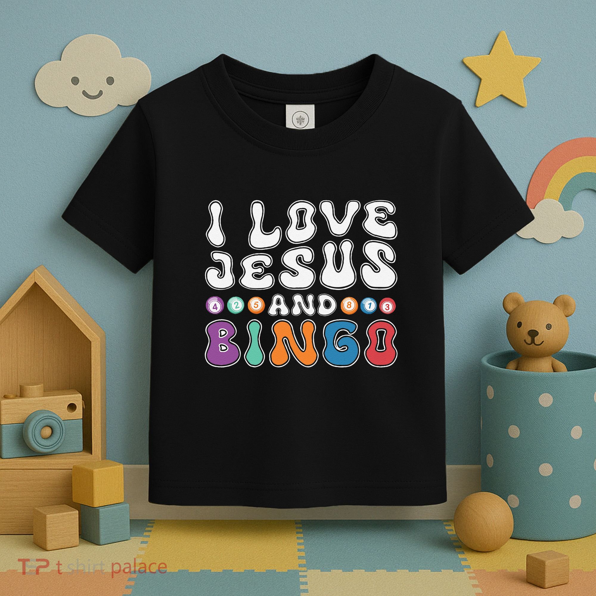 I Love Jesus And Bingo Christian Cross Board Games Toddler T-Shirt