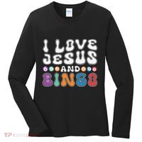 I Love Jesus And Bingo Christian Cross Board Games Women's Long Sleeve Shirt thumb 0