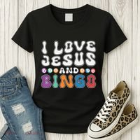 I Love Jesus And Bingo Christian Cross Board Games Women's T-Shirt thumb 3