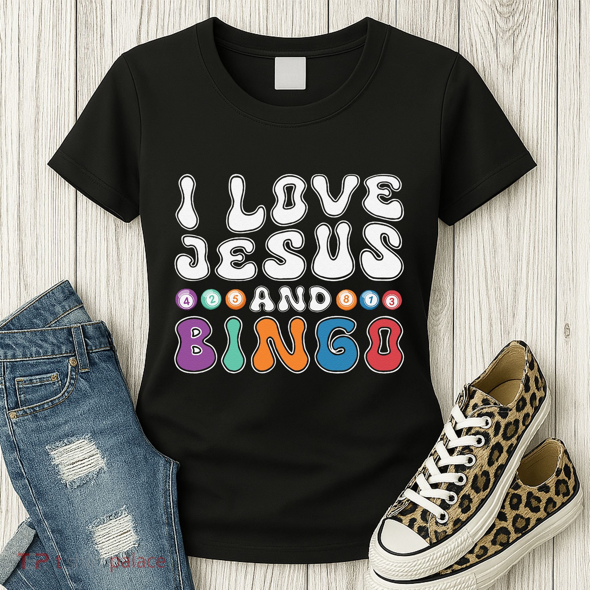 I Love Jesus And Bingo Christian Cross Board Games Women's T-Shirt