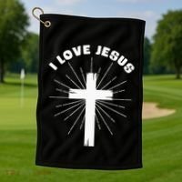 I Love Jesus Golf Towel thumb 1