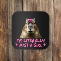 IM Literally Just A Girl Capybara Coquette Coaster thumb 0