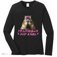 IM Literally Just A Girl Capybara Coquette Women's Long Sleeve Shirt thumb 0