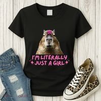 IM Literally Just A Girl Capybara Coquette Women's T-Shirt thumb 3