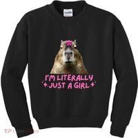 IM Literally Just A Girl Capybara Coquette Kids Sweatshirt thumb 0