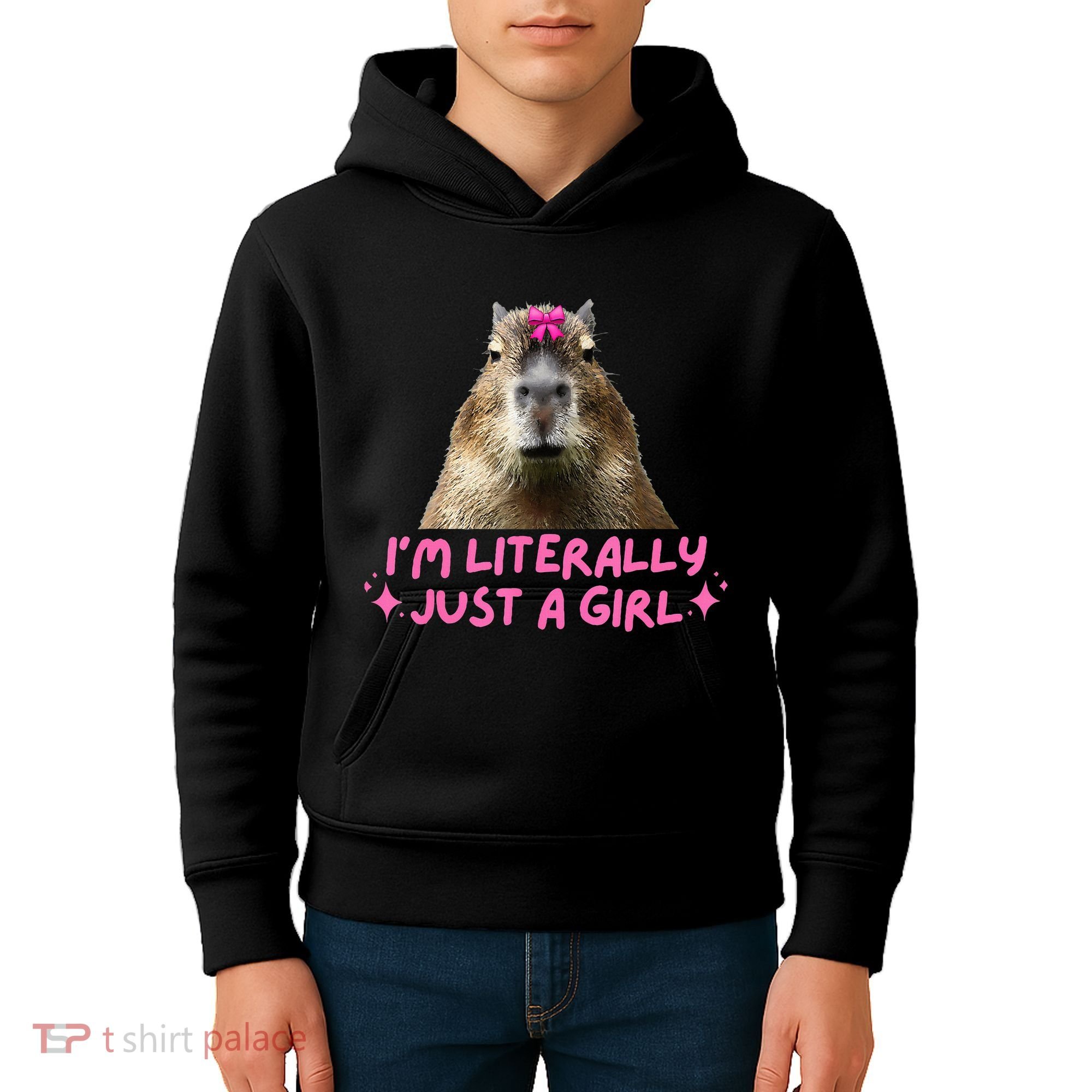 IM Literally Just A Girl Capybara Coquette Kids Hoodie