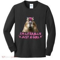 IM Literally Just A Girl Capybara Coquette Kids Long Sleeve Shirt thumb 0